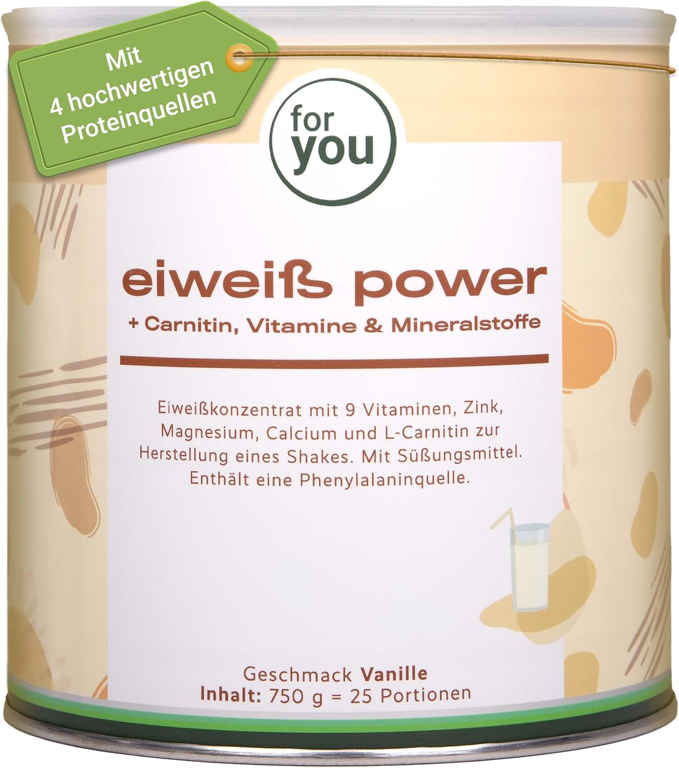 for you Power Eiweiß Vanille – Mehrkomponenten Eiweißpulver nach Dr. Strunz